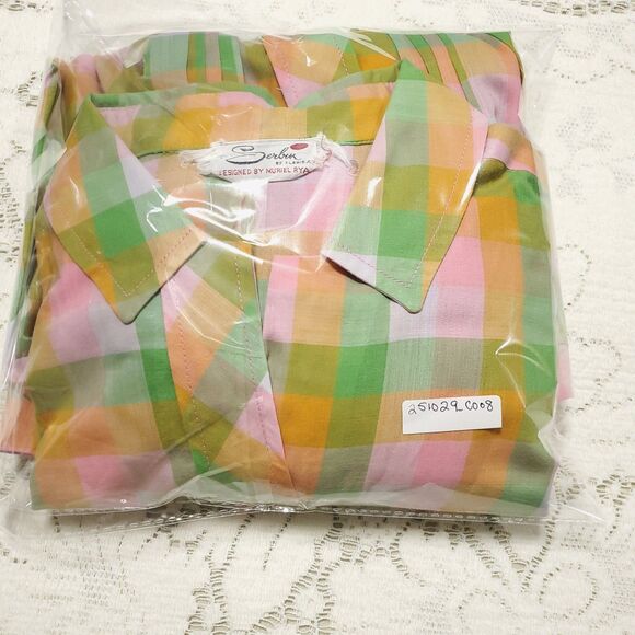 Vintage 1950s Adorable Pastel Plaid Cotton Fitted Full Skirt Shirtwaist Dress - Picture 16 of 16